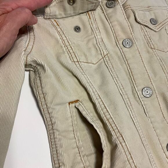 Vintage Y2K GAP Stretch Corduroy Jacket, Cream with Brown Stitching, XS - Picture 7 of 8